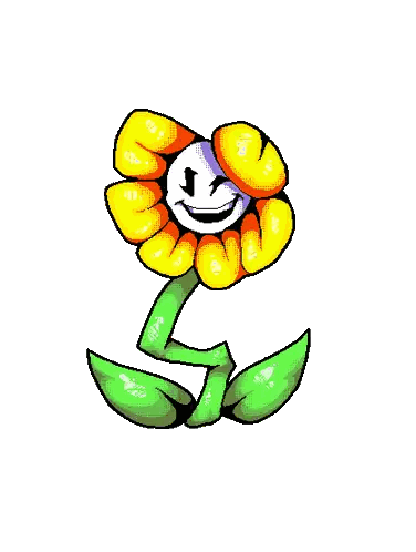 Pixel Art Flower With Face And Leaves Sticker