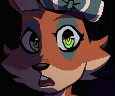 Pixel Art Fox Face With Green Eyes GIF