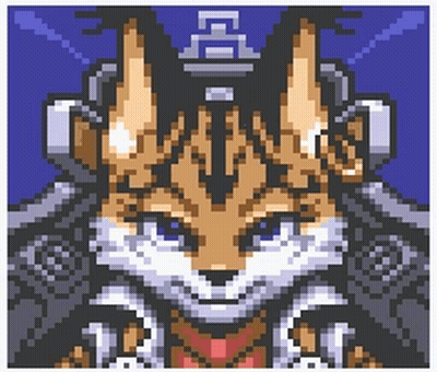 Pixel Art Fox Wearing Headphones and Helmet