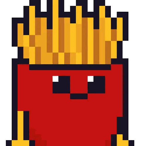 Pixel Art French Fries With Face Sticker