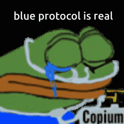 Pixel Art Frog Blue Protocol Is Real Copium GIF