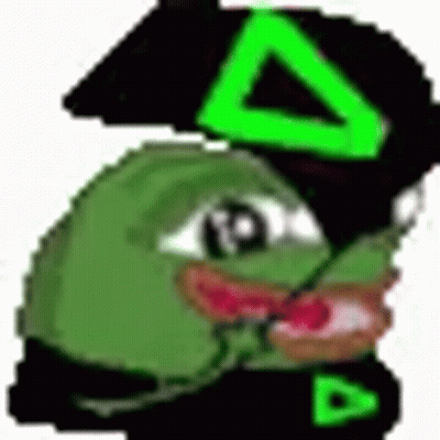 Pixel Art Frog Wearing Green Triangle Hat GIF