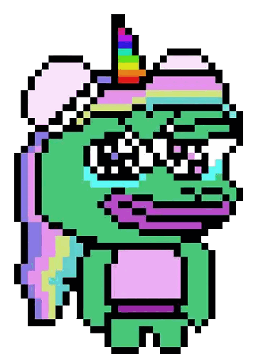 Pixel Art Frog With Unicorn Horn Sticker