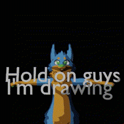 Pixel Art Furry Saying Hold On Guys I'm Drawing GIF