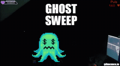 Pixel Art Ghost Saying Ghost Sweep GIF