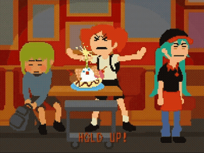 Pixel Art Girl Blowing Out Birthday Candle GIF