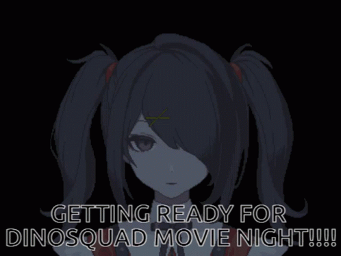 Pixel Art Girl Getting Ready For Dinosquad Movie Night GIF