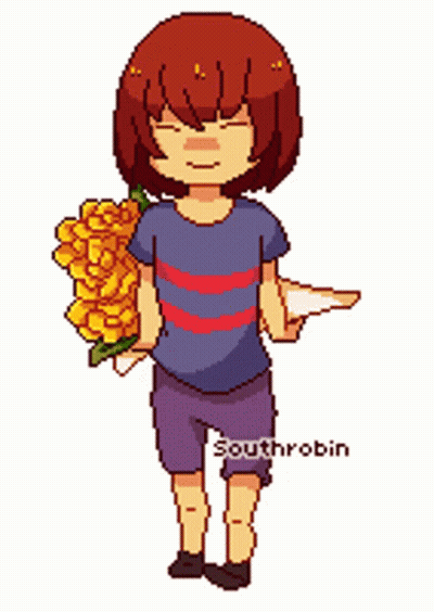 Pixel Art Girl Holding Bouquet GIF
