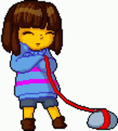 Pixel Art Girl Holding Leash GIF