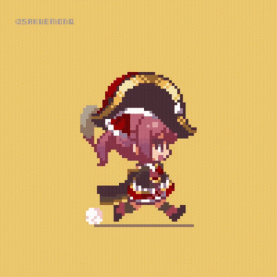 Pixel Art Girl In Pirate Hat With Sword GIF