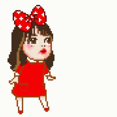 Pixel Art Girl In Red Dress GIF