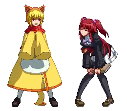 Pixel Art Girl In Yellow Coat And Red Hair Sticker