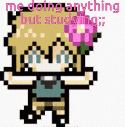 Pixel Art Girl Me Doing Anything But Studying GIF