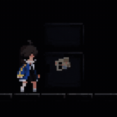 Pixel Art Girl Opening Refrigerator GIF