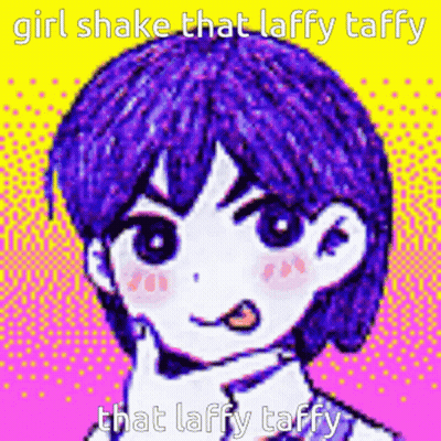 Pixel Art Girl Purple Hair Saying Girl Shake That Taffy Taffy GIF