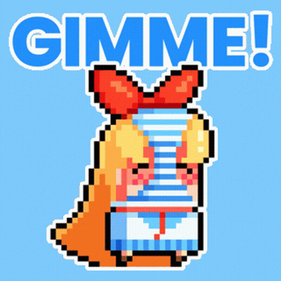 Pixel Art Girl Saying Gimme