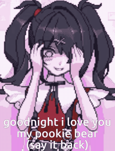 Pixel Art Girl Saying Goodnight I Love You GIF