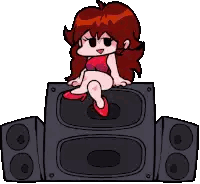 Pixel Art Girl Sitting On Speaker Sticker