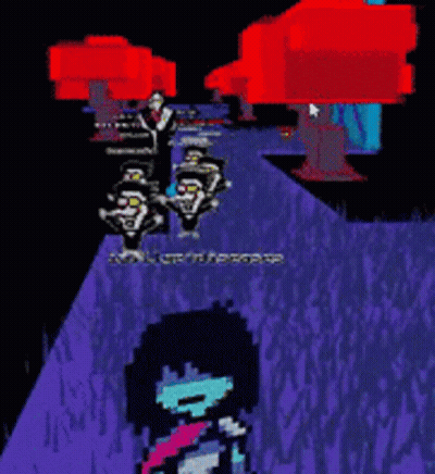Pixel Art Girl Standing Before Crowd GIF