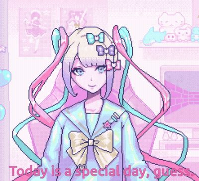 Pixel Art Girl Waving Today Is A Special Day Guess GIF