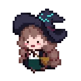 Pixel Art Girl Wearing Witch Hat Sticker