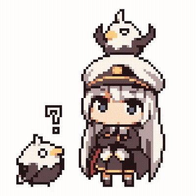Pixel Art Girl With Bird On Head GIF