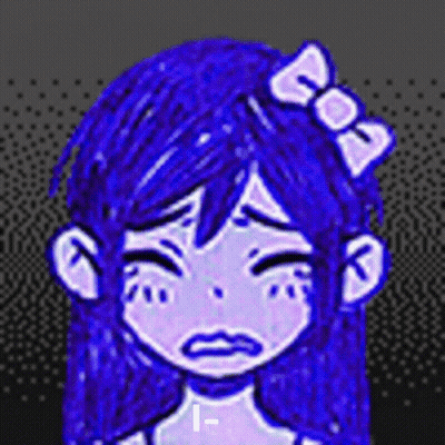 Pixel Art Girl With Blue Hair And Bow Crying GIF