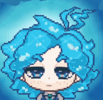 Pixel Art Girl With Blue Hair GIF