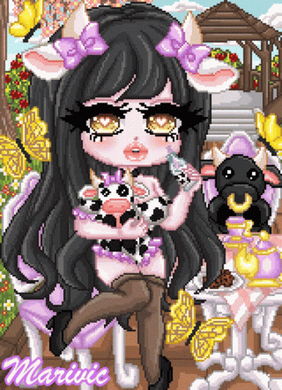 Pixel Art Girl With Cow Ears Marivic GIF