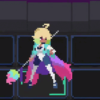 Pixel Art Girl With Green Hair GIF