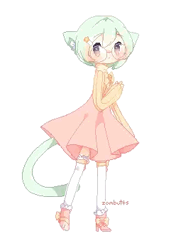 Pixel Art Girl With Green Hair And Glasses Sticker