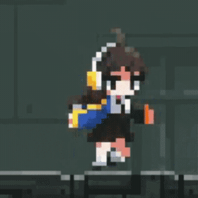 Pixel Art Girl With Headphones And Backpack GIF
