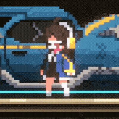 Pixel Art Girl With Headphones And Mask GIF
