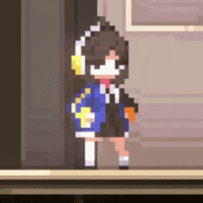 Pixel Art Girl With Headphones GIF