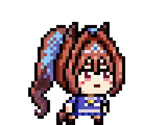 Pixel Art Girl With Long Tail Sticker