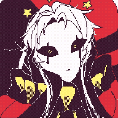 Pixel Art Girl With Long White Hair And Yellow Stars GIF