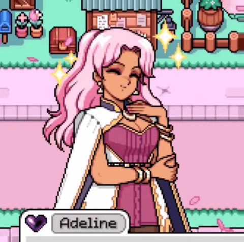 Pixel Art Girl With Pink Hair Adeline GIF