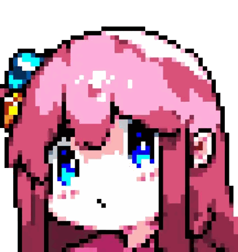 Pixel Art Girl With Pink Hair And Blue Eyes Sticker