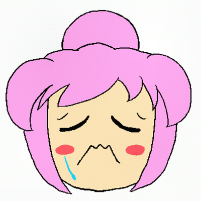 Pixel Art Girl With Pink Hair Sad Face GIF