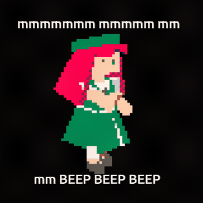 Pixel Art Girl With Pink Hair Saying Mm Beep Beep Beep GIF
