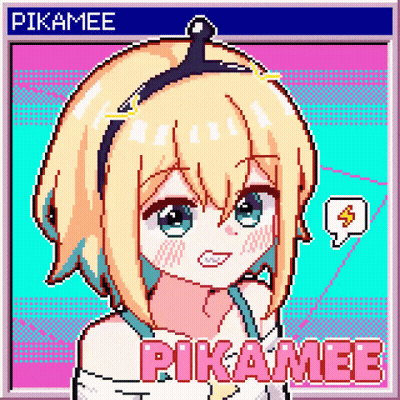 Pixel Art Girl With Pink Pikamee GIF