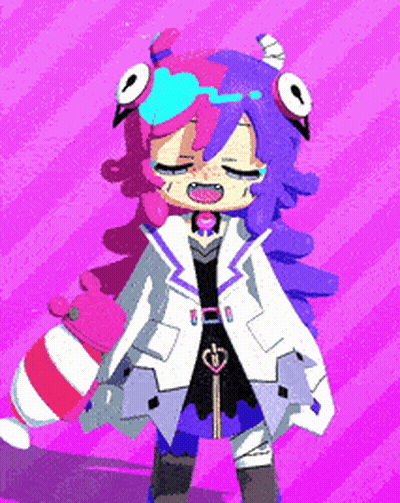 Pixel Art Girl With Purple And Blue Hair GIF
