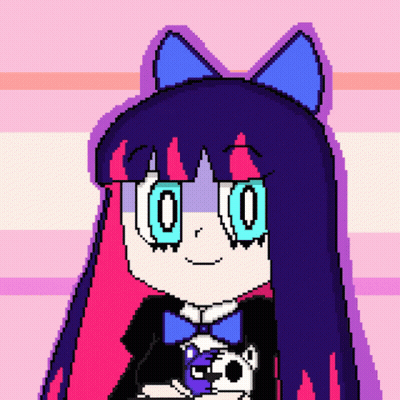Pixel Art Girl With Purple Hair And Blue Eyes GIF