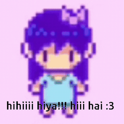 Pixel Art Girl With Purple Hair And Bow GIF