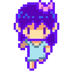Pixel Art Girl With Purple Hair And Pink Bow Sticker