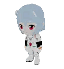 Pixel Art Girl With Red Eyes And Blue Hair Sticker