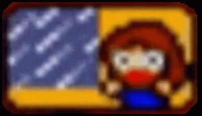 Pixel Art Girl With Red Hair Standing In Front Of Flag GIF