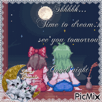 Pixel Art Good Night Greeting GIF