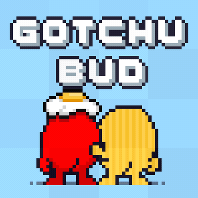 Pixel Art Gotchu Bud With Red And Yellow Character GIF
