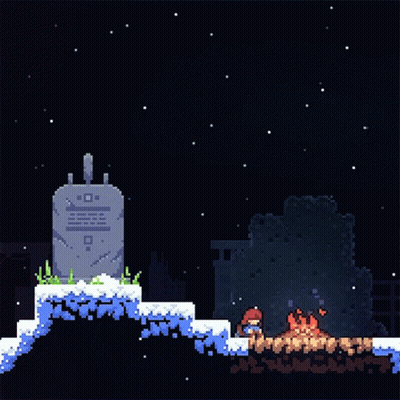 Pixel Art Grave And Fire GIF